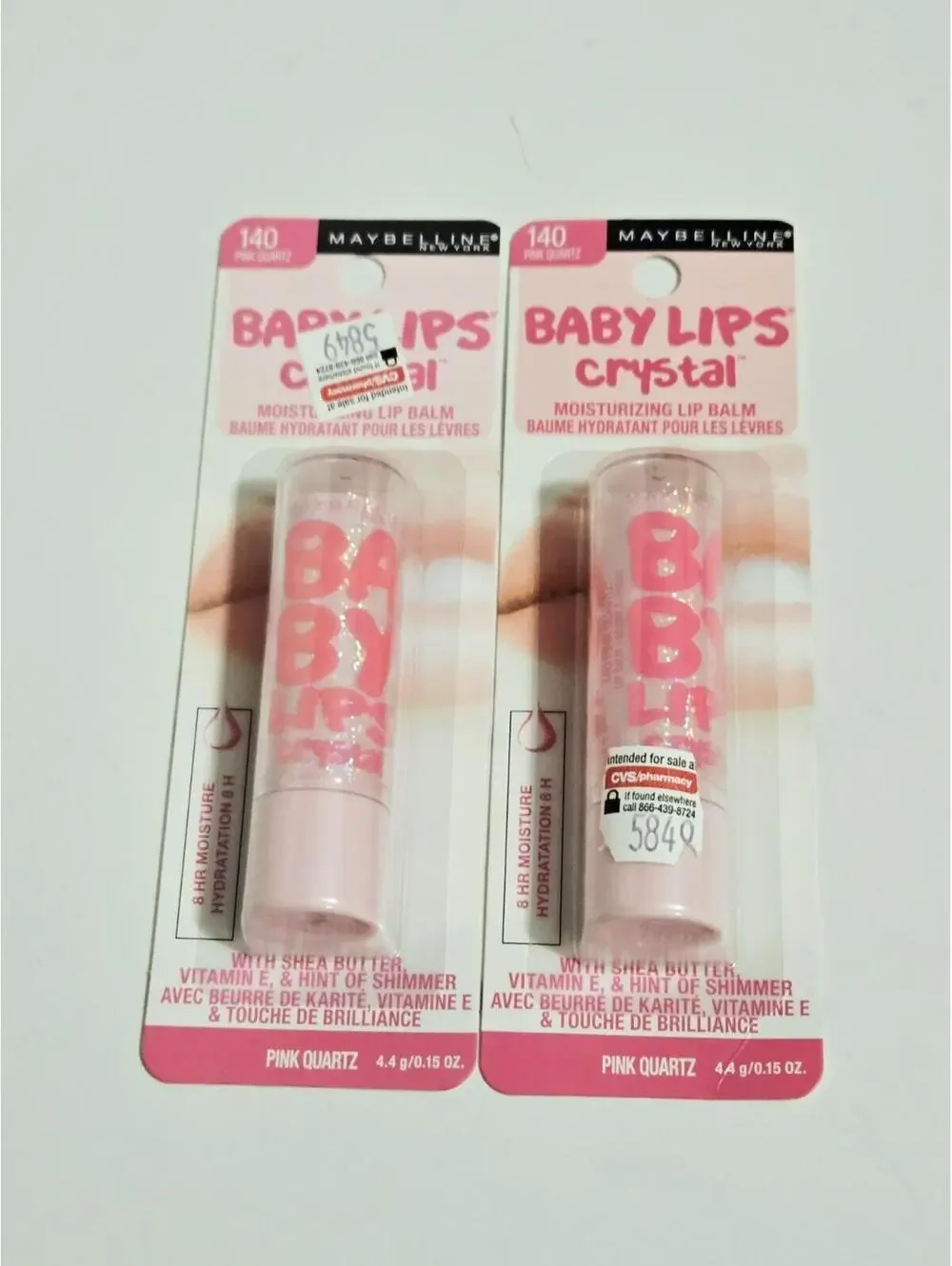 Maybelline Baby Lips Crystal Pink Quartz Moisturizing Lip Balm Set Of 2 NIP